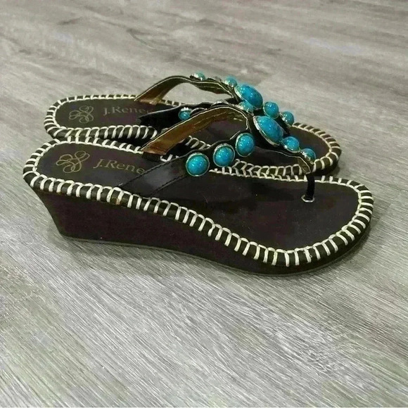 NWOB J. Renee Sandal Brown Blue Stone Wedges Women’s Size 7.5 - Picture 3 of 7